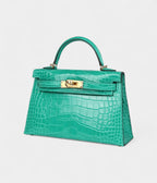 HMKelly Sellier 20 Vert Jade Shiny Alligator Gold Hardware