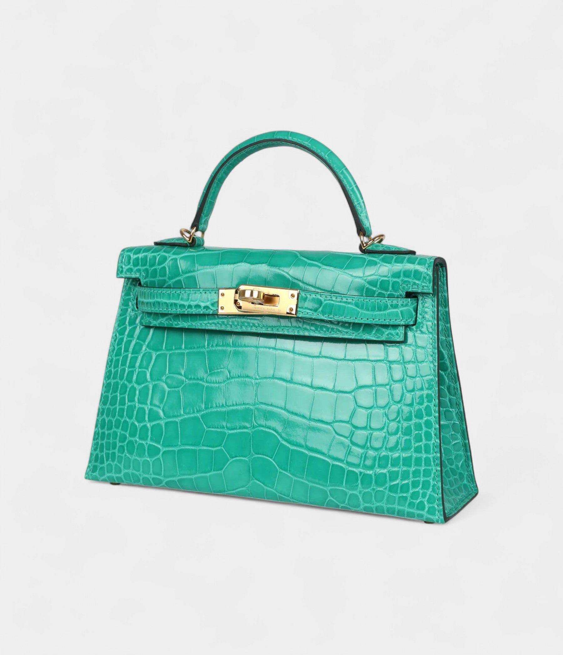 HMKelly Sellier 20 Vert Jade Shiny Alligator Gold Hardware
