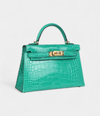 HMKelly Sellier 20 Vert Jade Shiny Alligator Gold Hardware