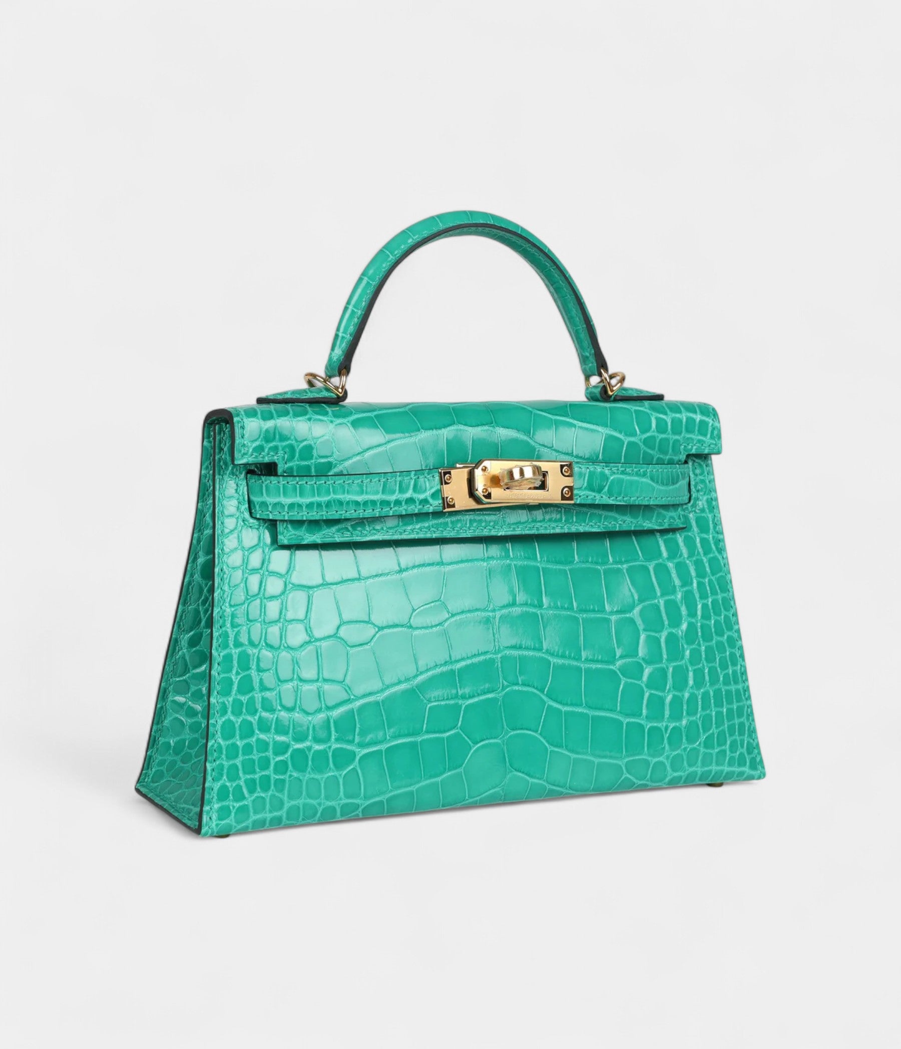 HMKelly Sellier 20 Vert Jade Shiny Alligator Gold Hardware