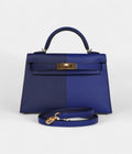 HMKelly Sellier Jacket 20 Electric Blue and Ink Blue Epsom Gold Hardware