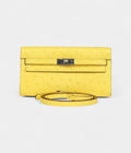 HMKelly To Go Wallet Jaune Citron Ostrich Palladium Hardware