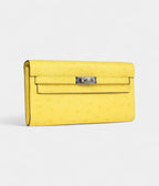 HMKelly To Go Wallet Jaune Citron Ostrich Palladium Hardware