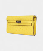 HMKelly To Go Wallet Jaune Citron Ostrich Palladium Hardware