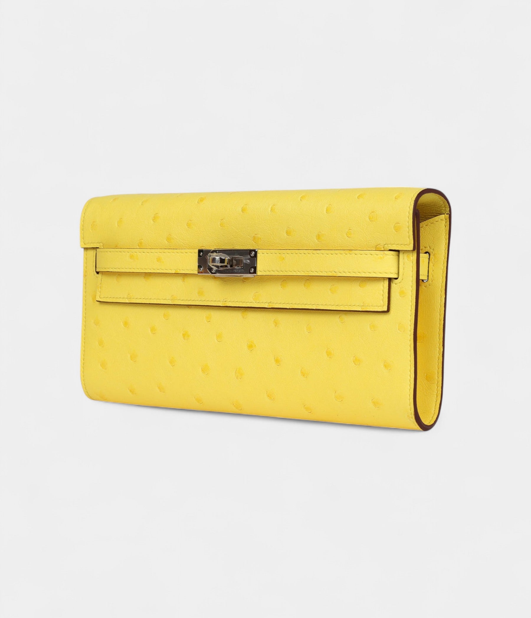 HMKelly To Go Wallet Jaune Citron Ostrich Palladium Hardware