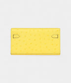HMKelly To Go Wallet Jaune Citron Ostrich Palladium Hardware