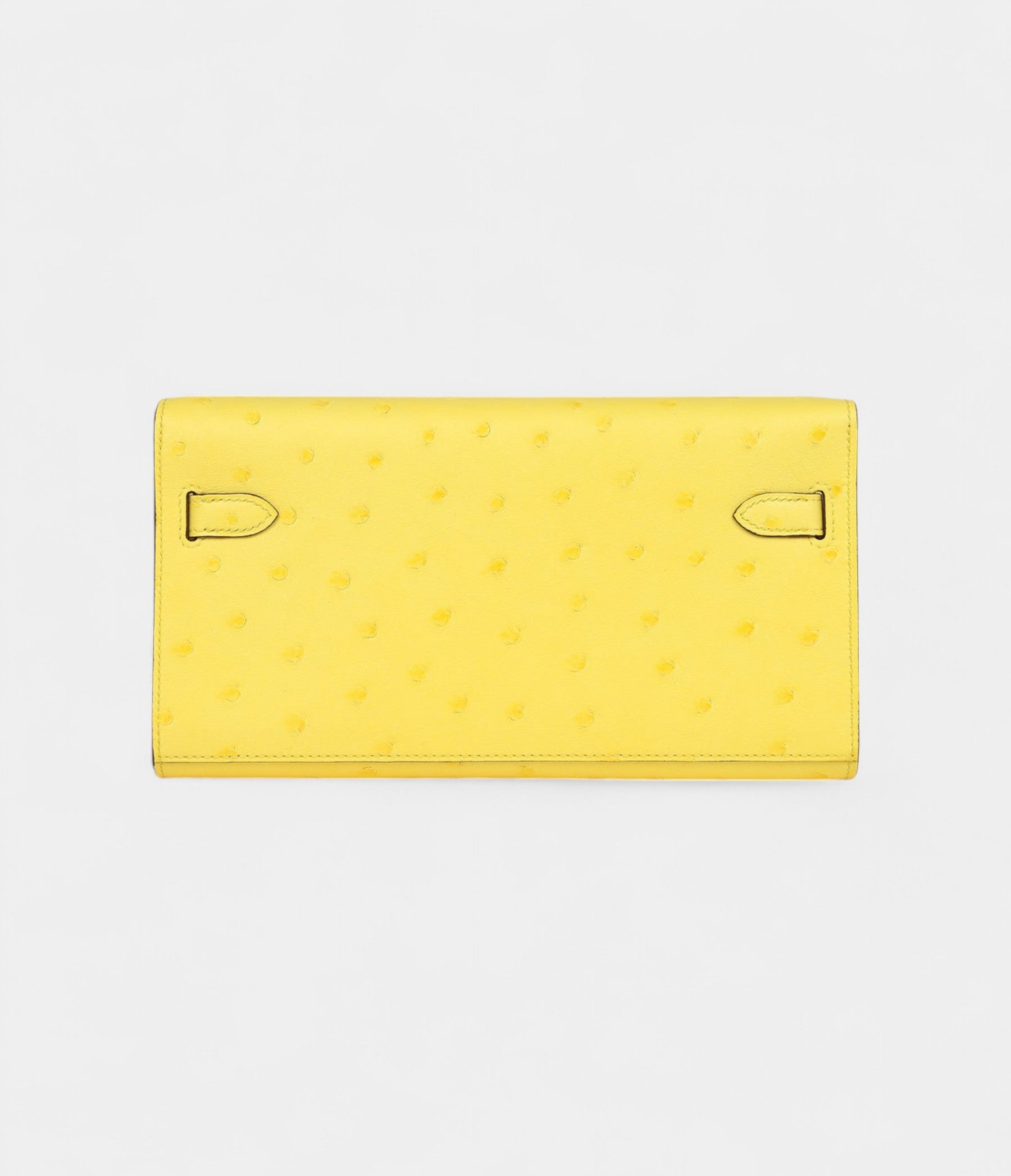 HMKelly To Go Wallet Jaune Citron Ostrich Palladium Hardware