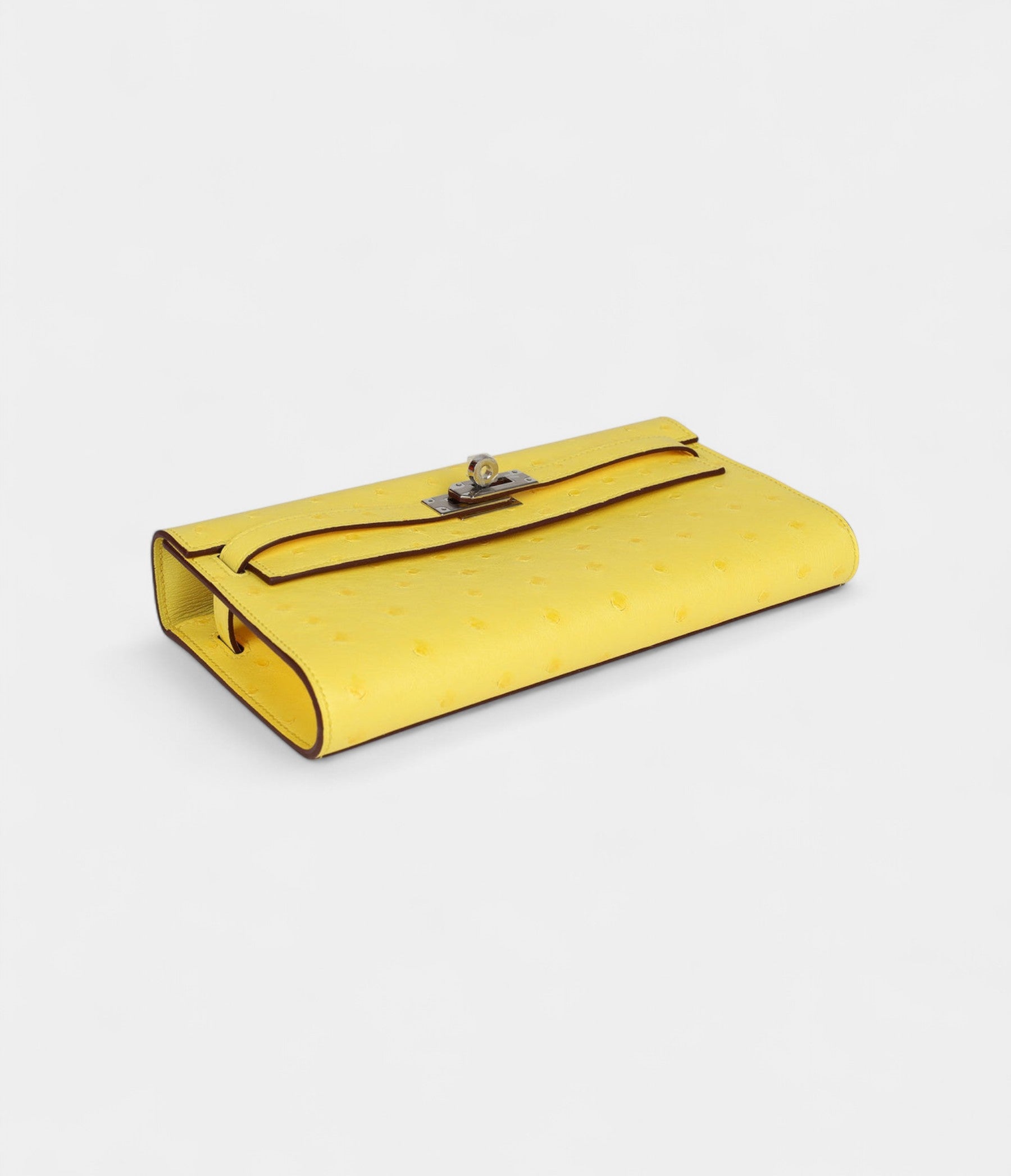 HMKelly To Go Wallet Jaune Citron Ostrich Palladium Hardware