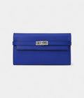 HMKelly Wallet Electric Blue Epsom Leather Palladium Hardware