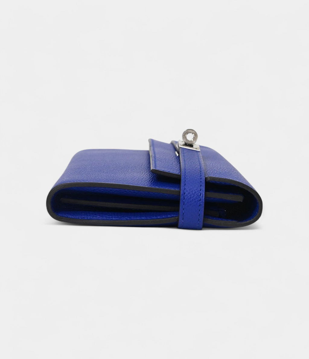 HMKelly Wallet Electric Blue Epsom Leather Palladium Hardware