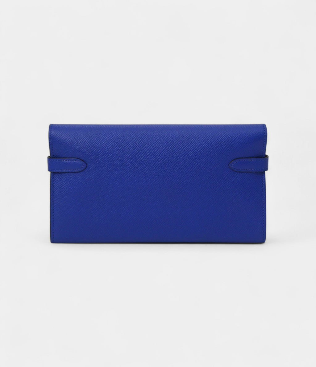 HMKelly Wallet Electric Blue Epsom Leather Palladium Hardware