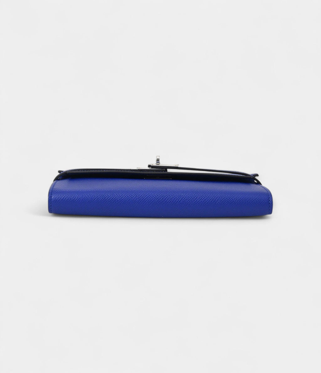 HMKelly Wallet Electric Blue Epsom Leather Palladium Hardware