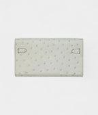 HMKelly Wallet Gris Perle Ostrich Gold Hardware