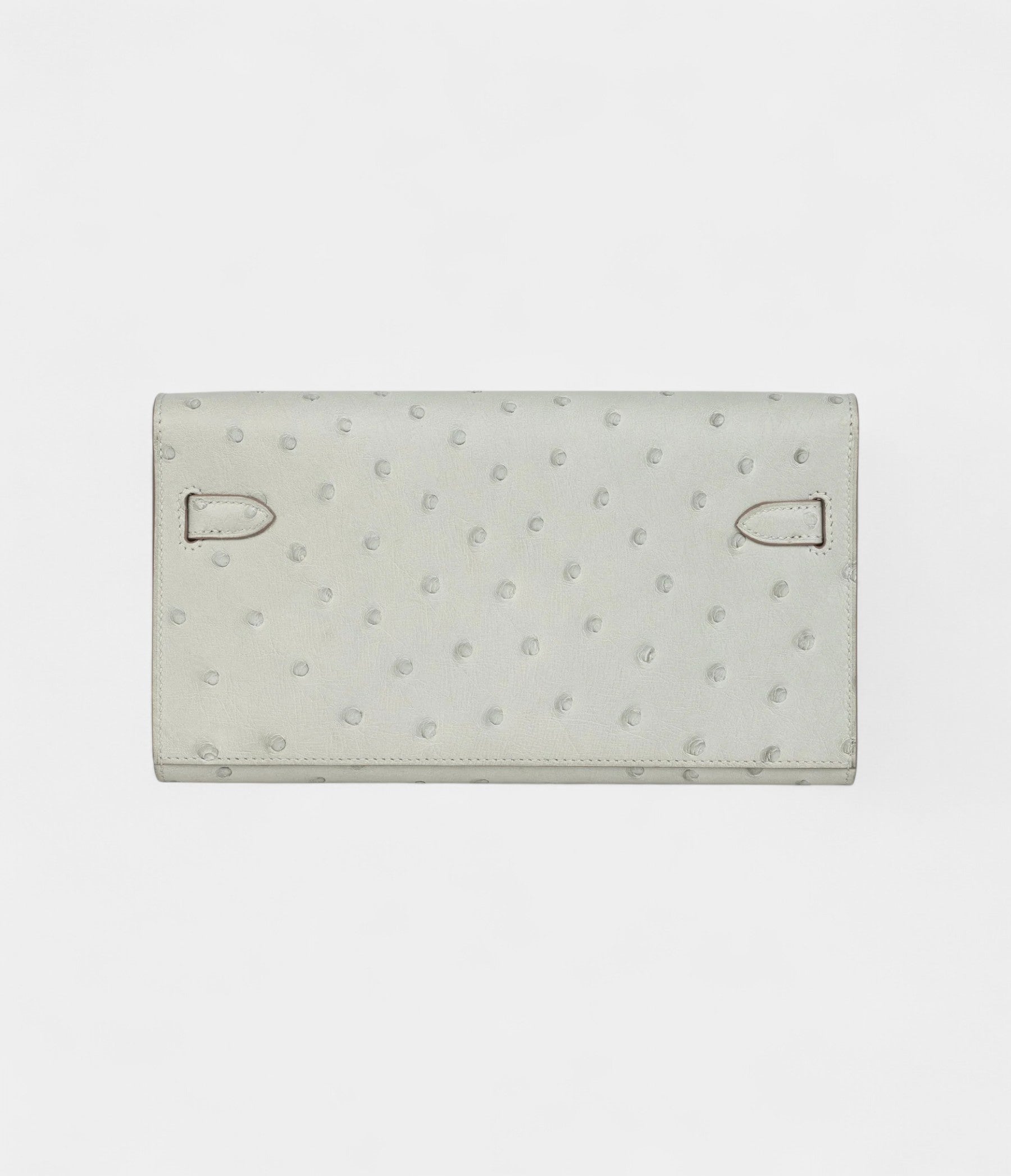 HMKelly Wallet Gris Perle Ostrich Gold Hardware