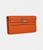 HMKelly Wallet Orange Epsom Palladium Hardware