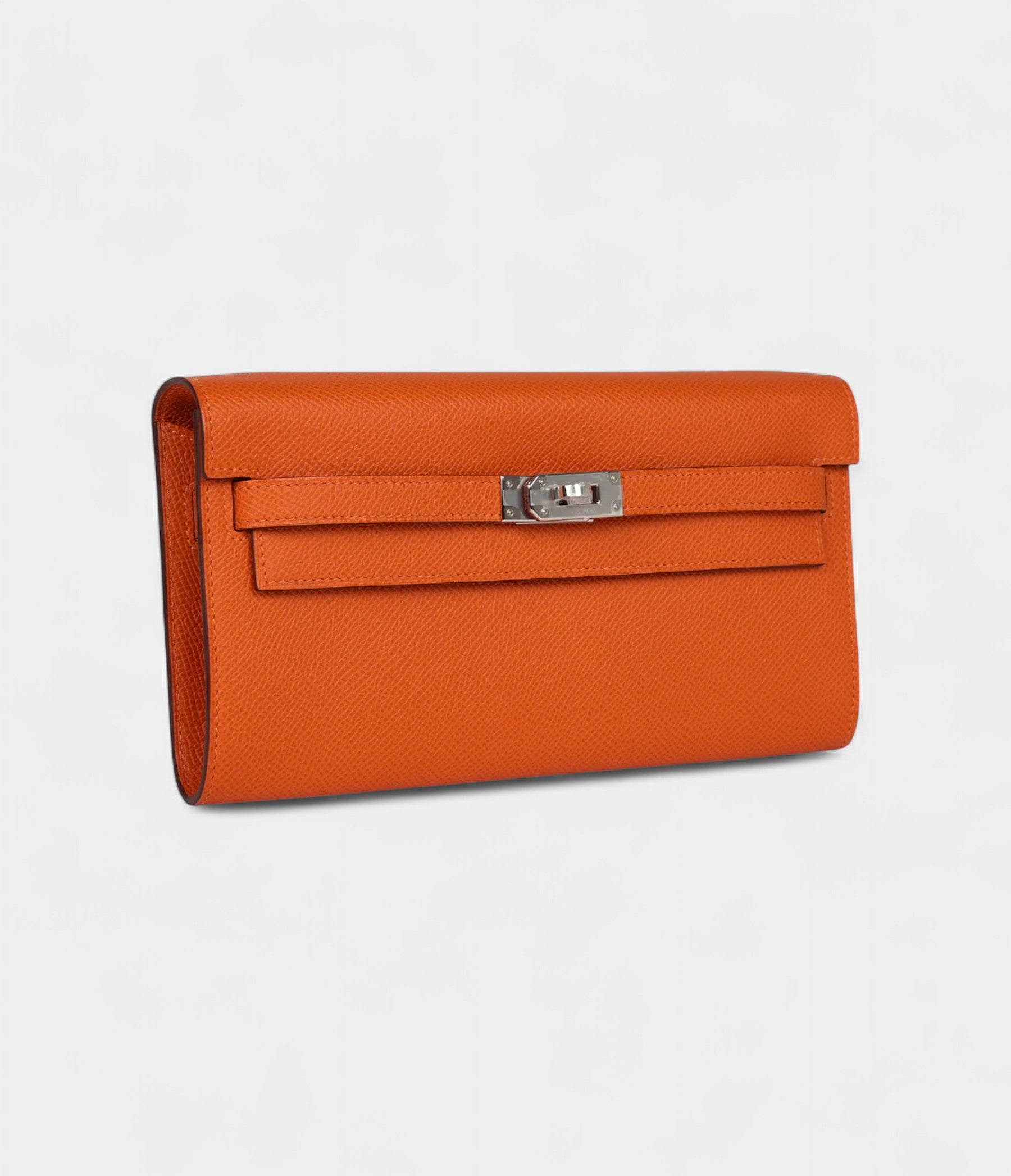 HMKelly Wallet Orange Epsom Palladium Hardware