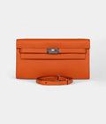 HMKelly Wallet Orange Epsom Palladium Hardware