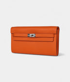 HMKelly Wallet Orange Epsom Palladium Hardware