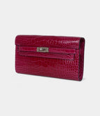 HMKelly Wallet Rose Pourpre Shiny Alligator Palladium Hardware
