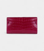 HMKelly Wallet Rose Pourpre Shiny Alligator Palladium Hardware