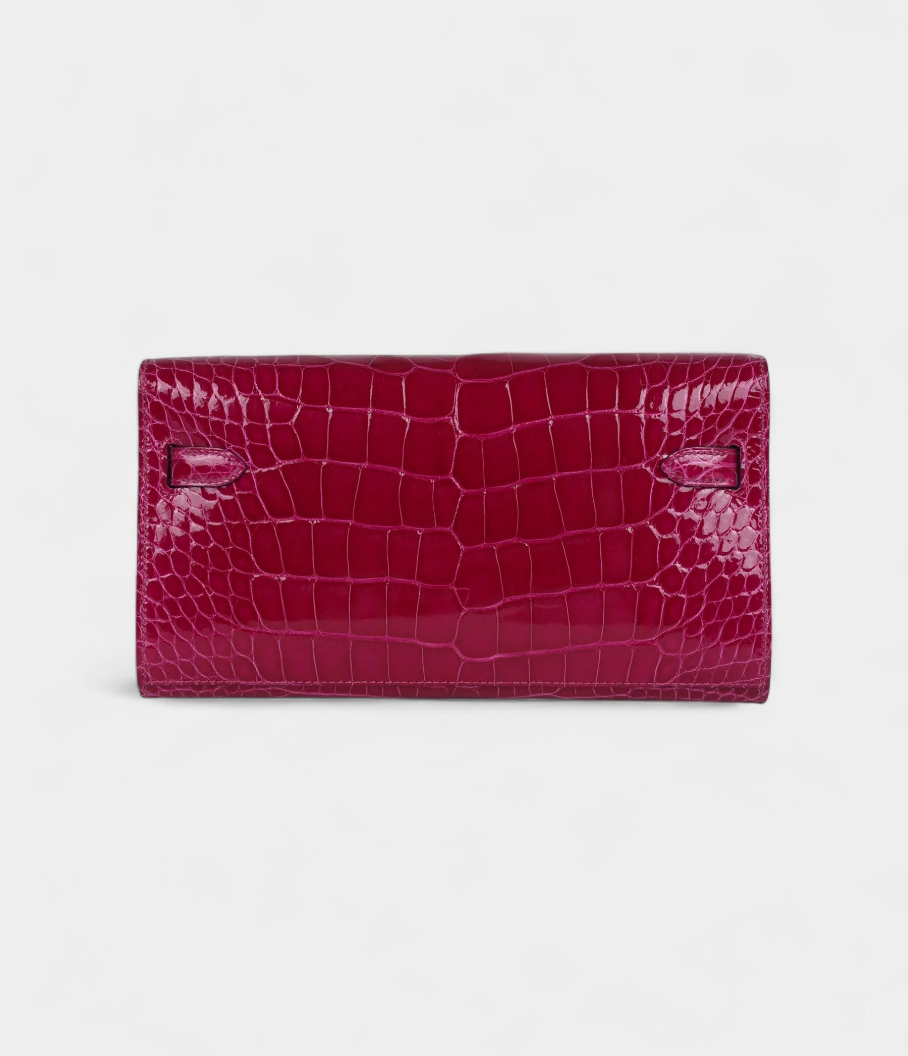 HMKelly Wallet Rose Pourpre Shiny Alligator Palladium Hardware