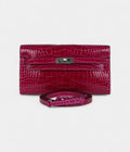 HMKelly Wallet Rose Pourpre Shiny Alligator Palladium Hardware