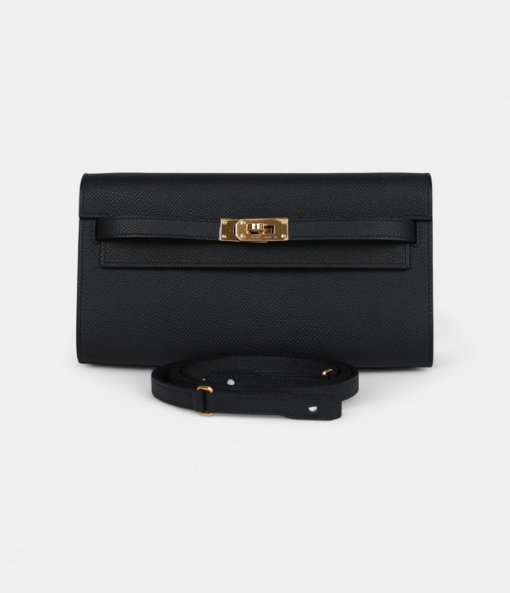 HMKelly Wallet To Go Black Epsom Gold Hardware