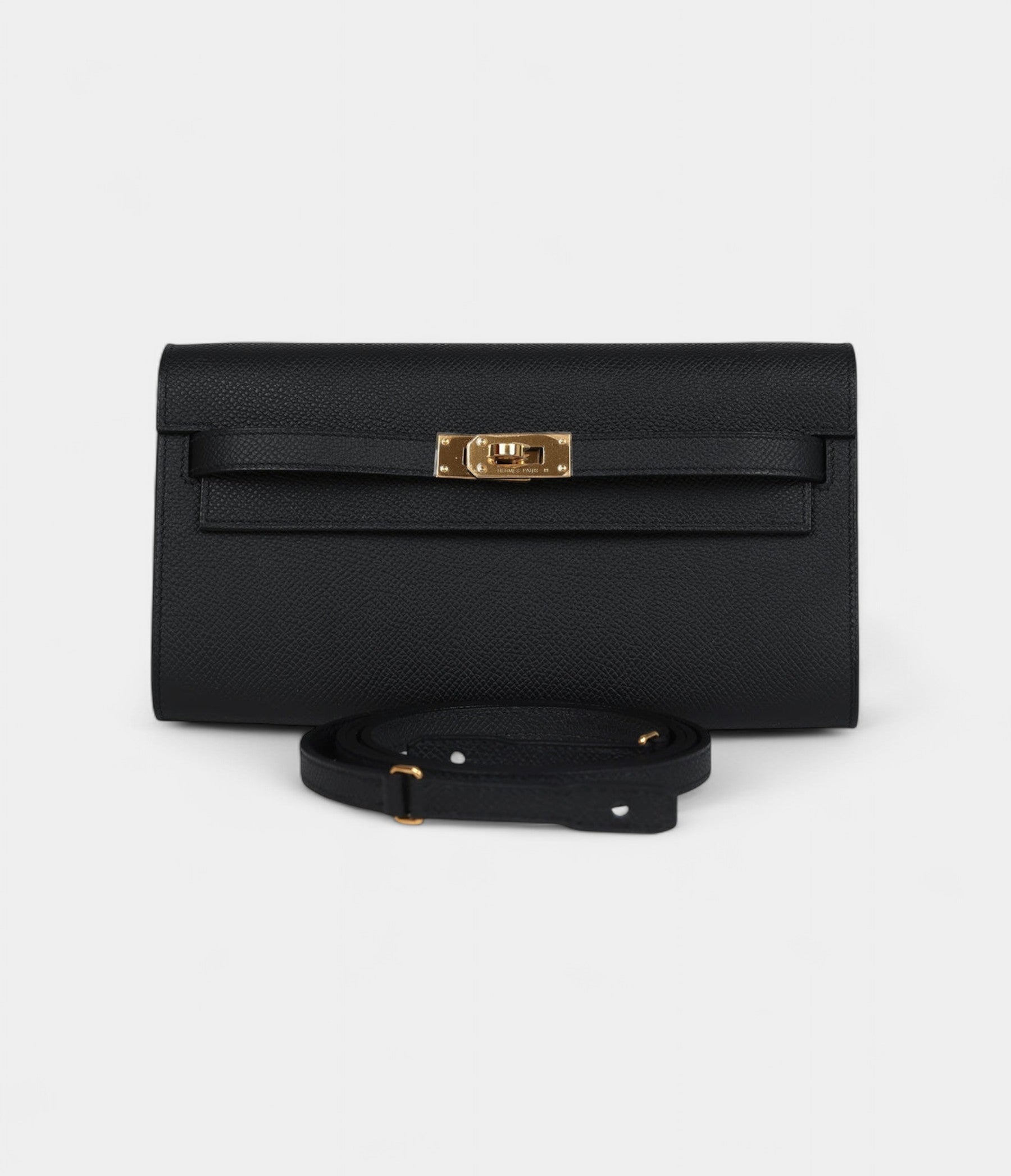 HMKelly Wallet To Go Black Epsom Gold Hardware