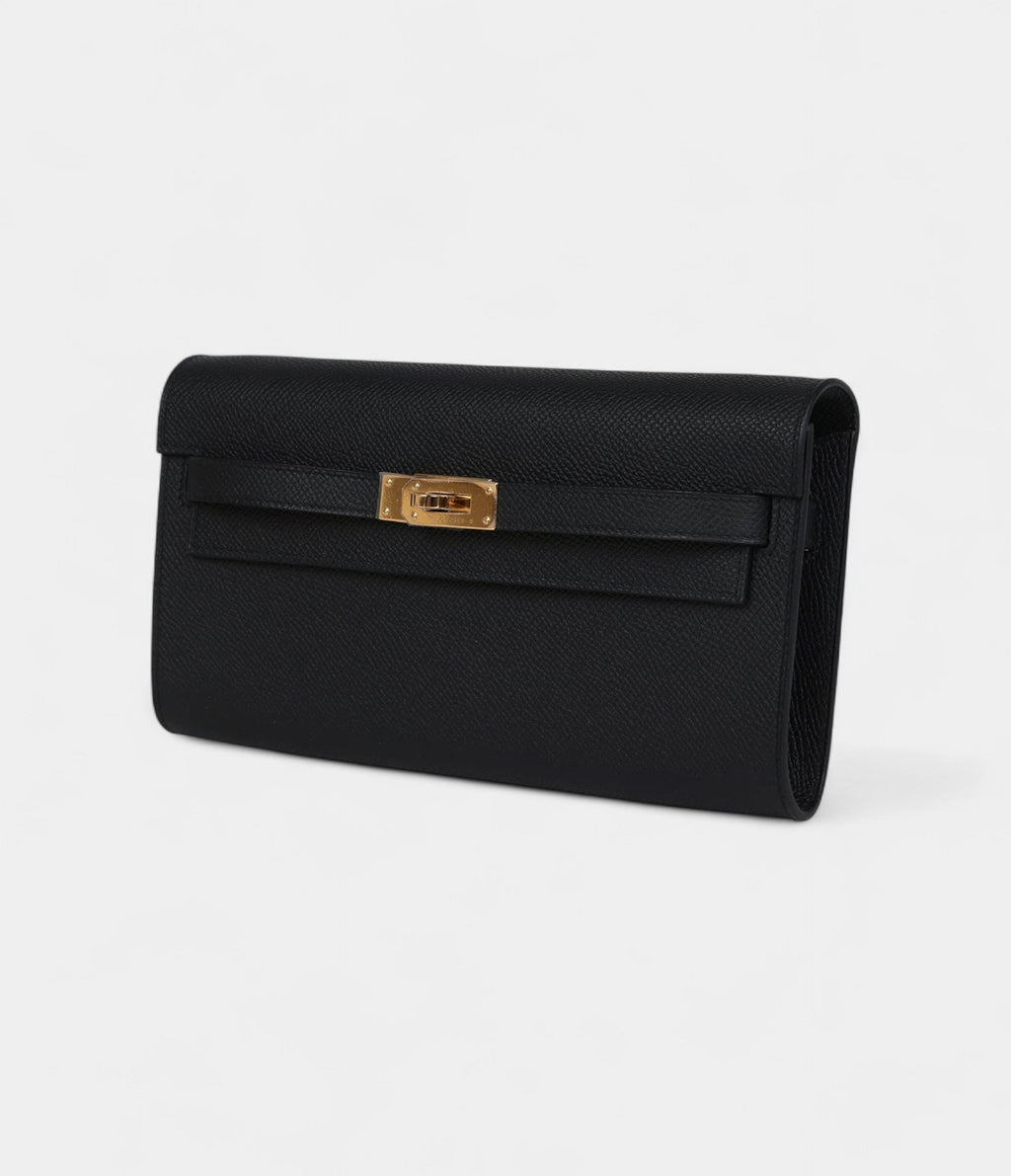 HMKelly Wallet To Go Black Epsom Gold Hardware