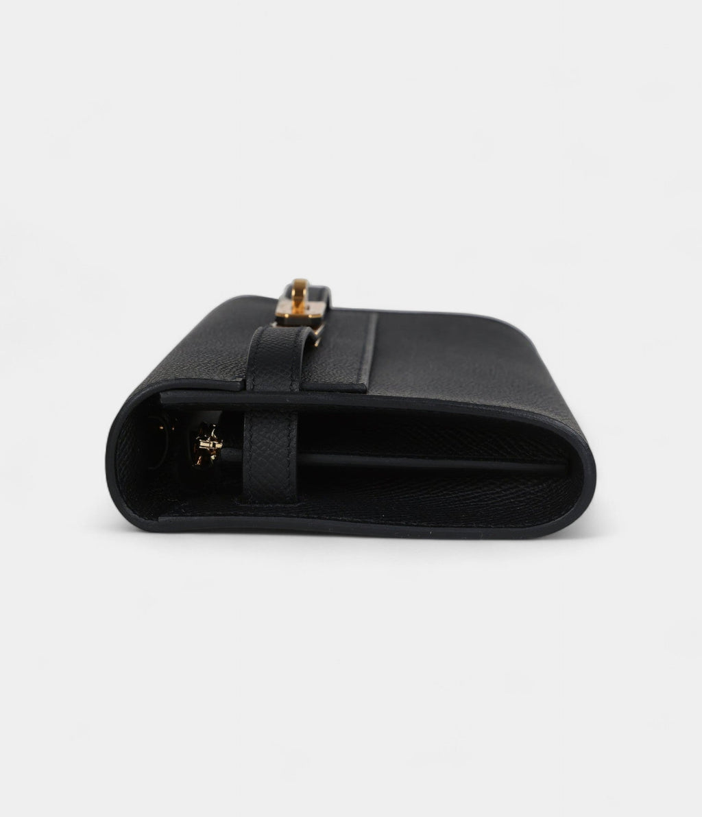 HMKelly Wallet To Go Black Epsom Gold Hardware