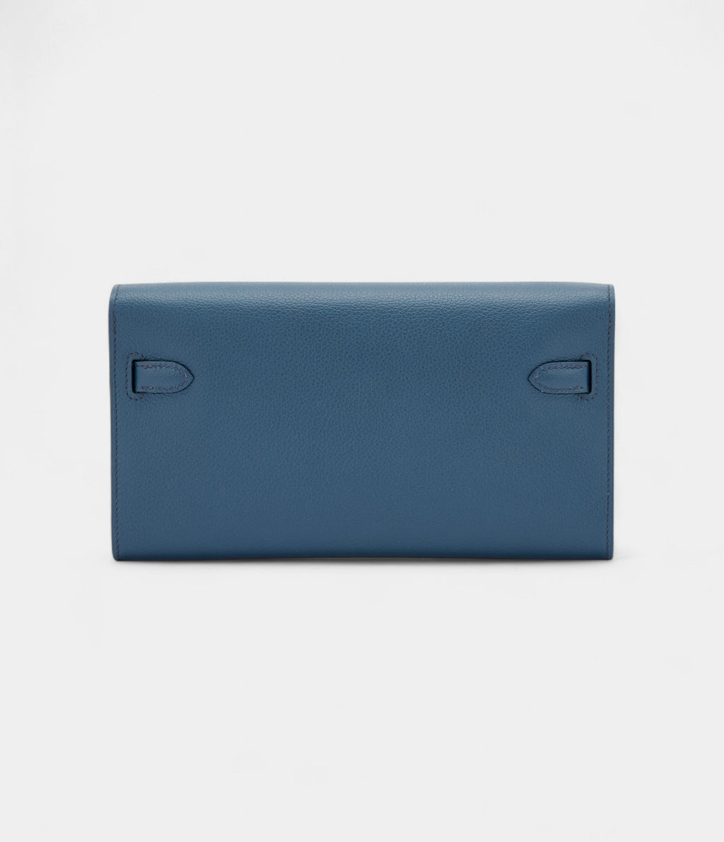 HMKelly Wallet To Go Bleu de Prusse Evercolor Leather Gold Hardware