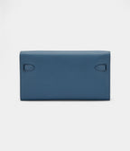 HMKelly Wallet To Go Bleu de Prusse Evercolor Leather Gold Hardware