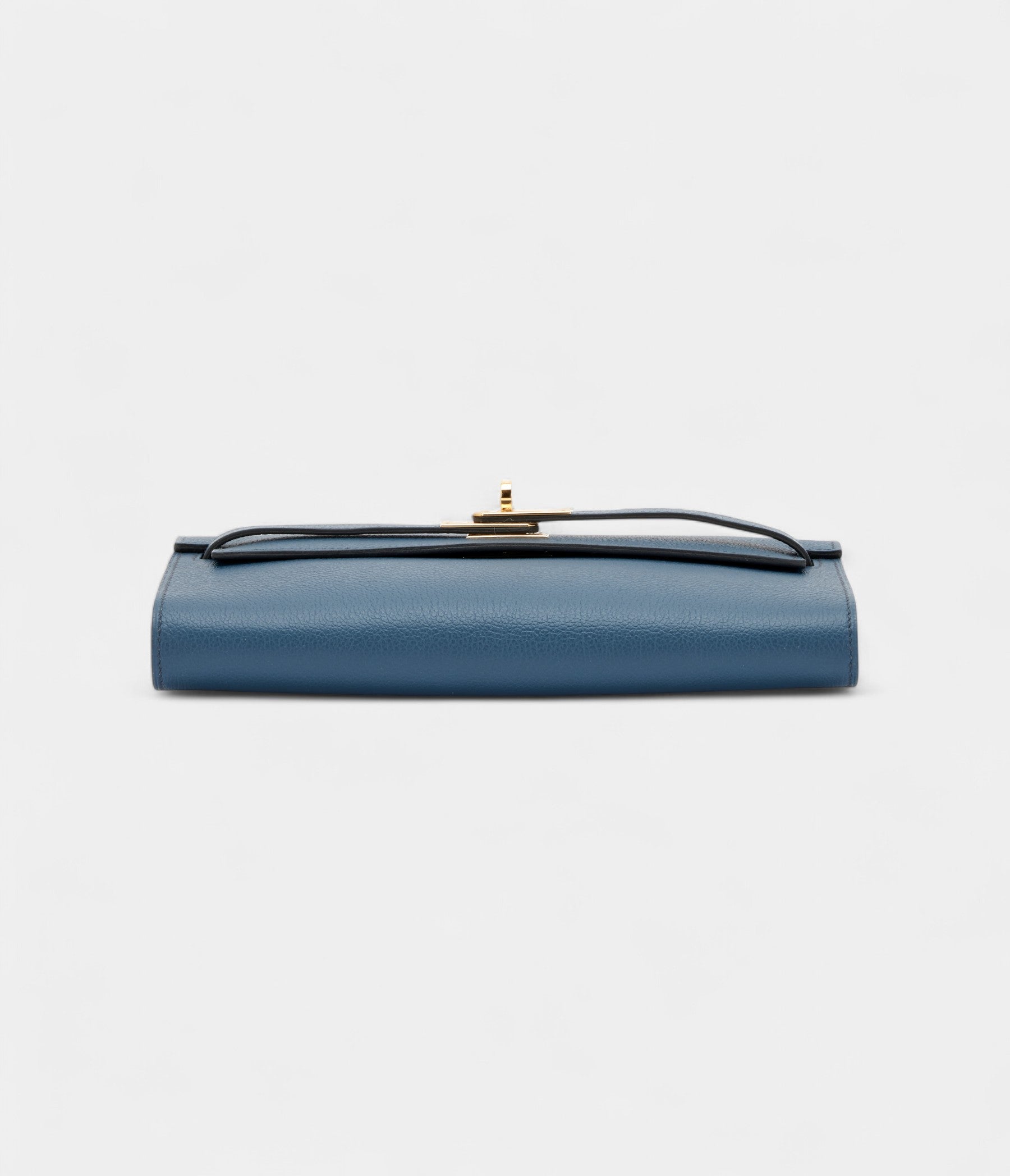 HMKelly Wallet To Go Bleu de Prusse Evercolor Leather Gold Hardware