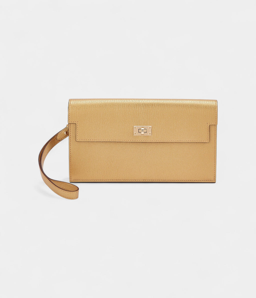 HMKelly Wallet To Go Doré Chamkila Light Metallic Leather Permabrass Hardware