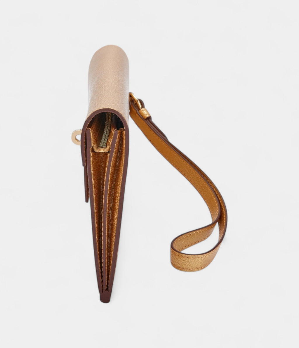 HMKelly Wallet To Go Doré Chamkila Light Metallic Leather Permabrass Hardware