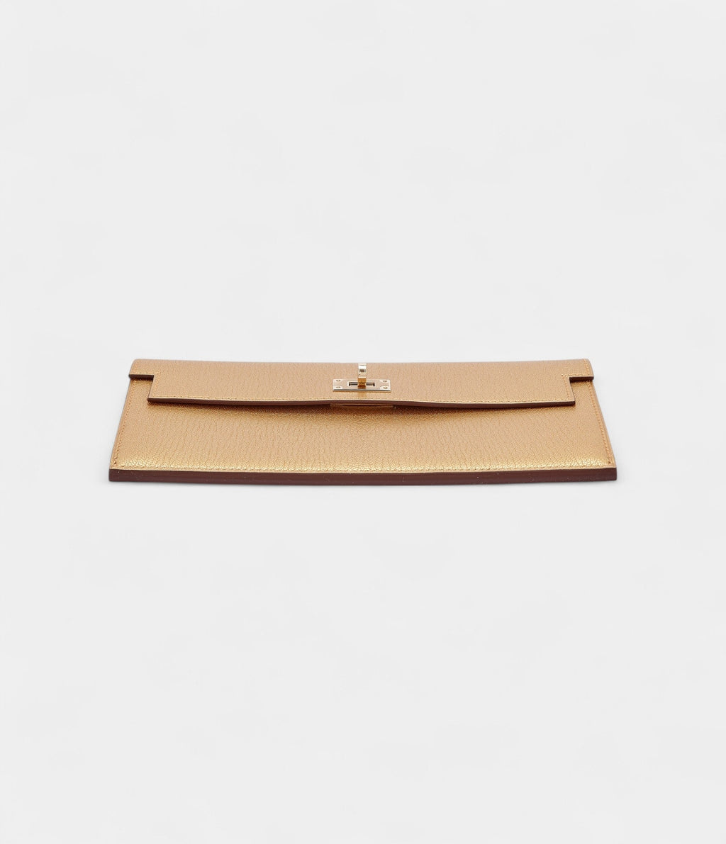HMKelly Wallet To Go Doré Chamkila Light Metallic Leather Permabrass Hardware