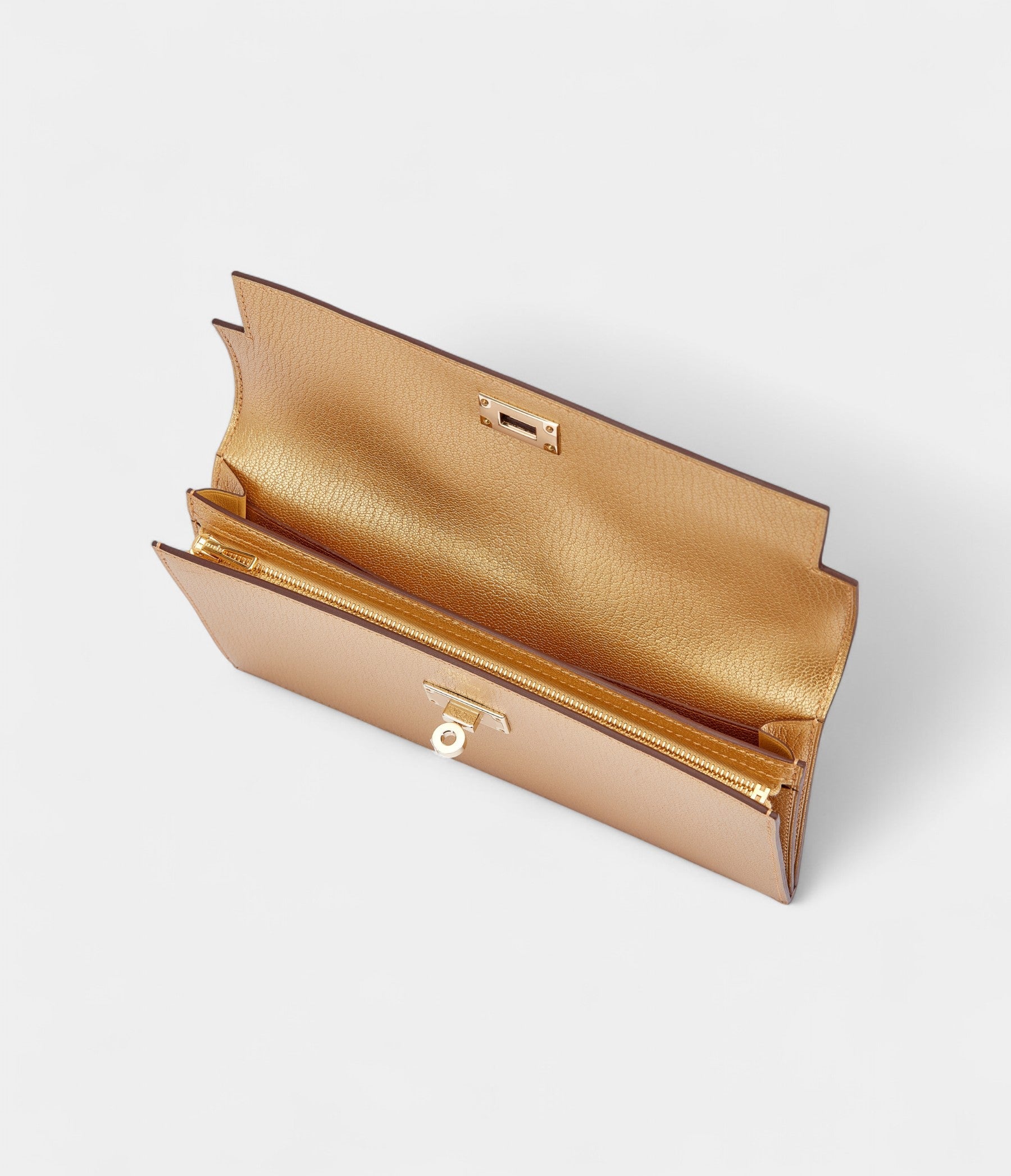 HMKelly Wallet To Go Doré Chamkila Light Metallic Leather Permabrass Hardware