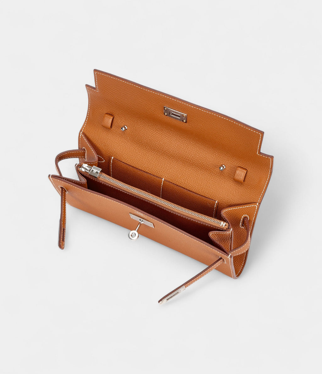 HMKelly Wallet To Go Gold Epsom Leather Palladium Hardware