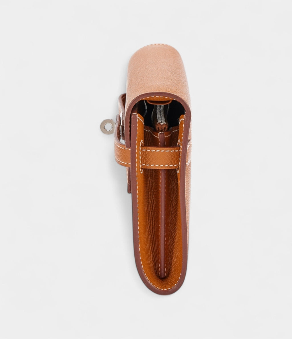 HMKelly Wallet To Go Gold Epsom Leather Palladium Hardware