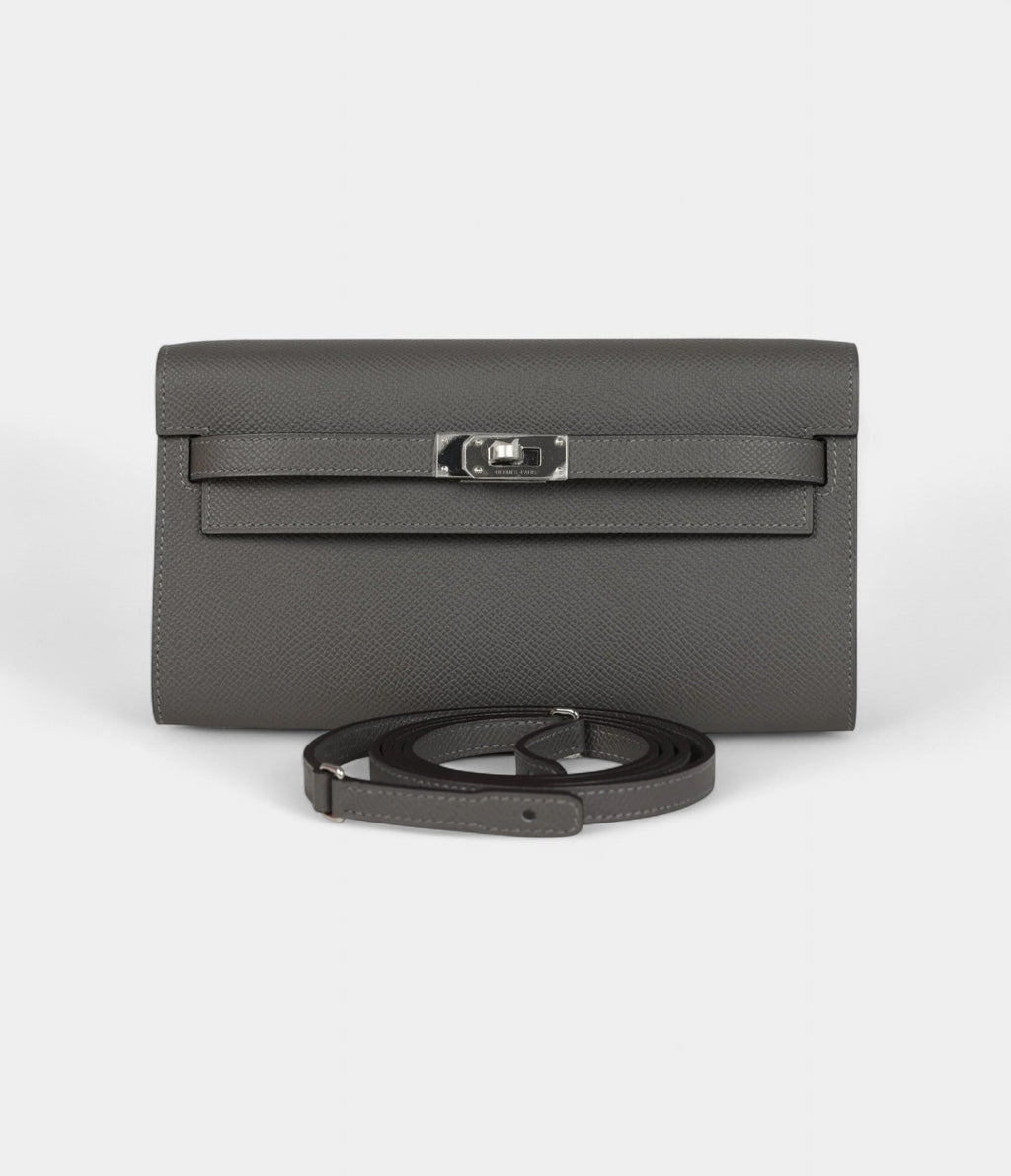 HMKelly Wallet To Go Gris Meyer Epsom Palladium Hardware