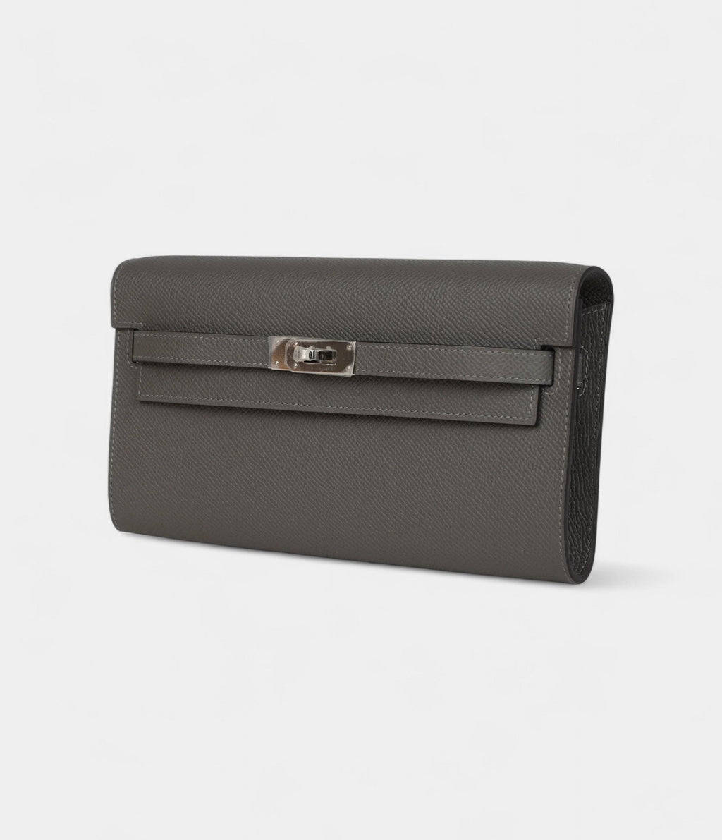 HMKelly Wallet To Go Gris Meyer Epsom Palladium Hardware
