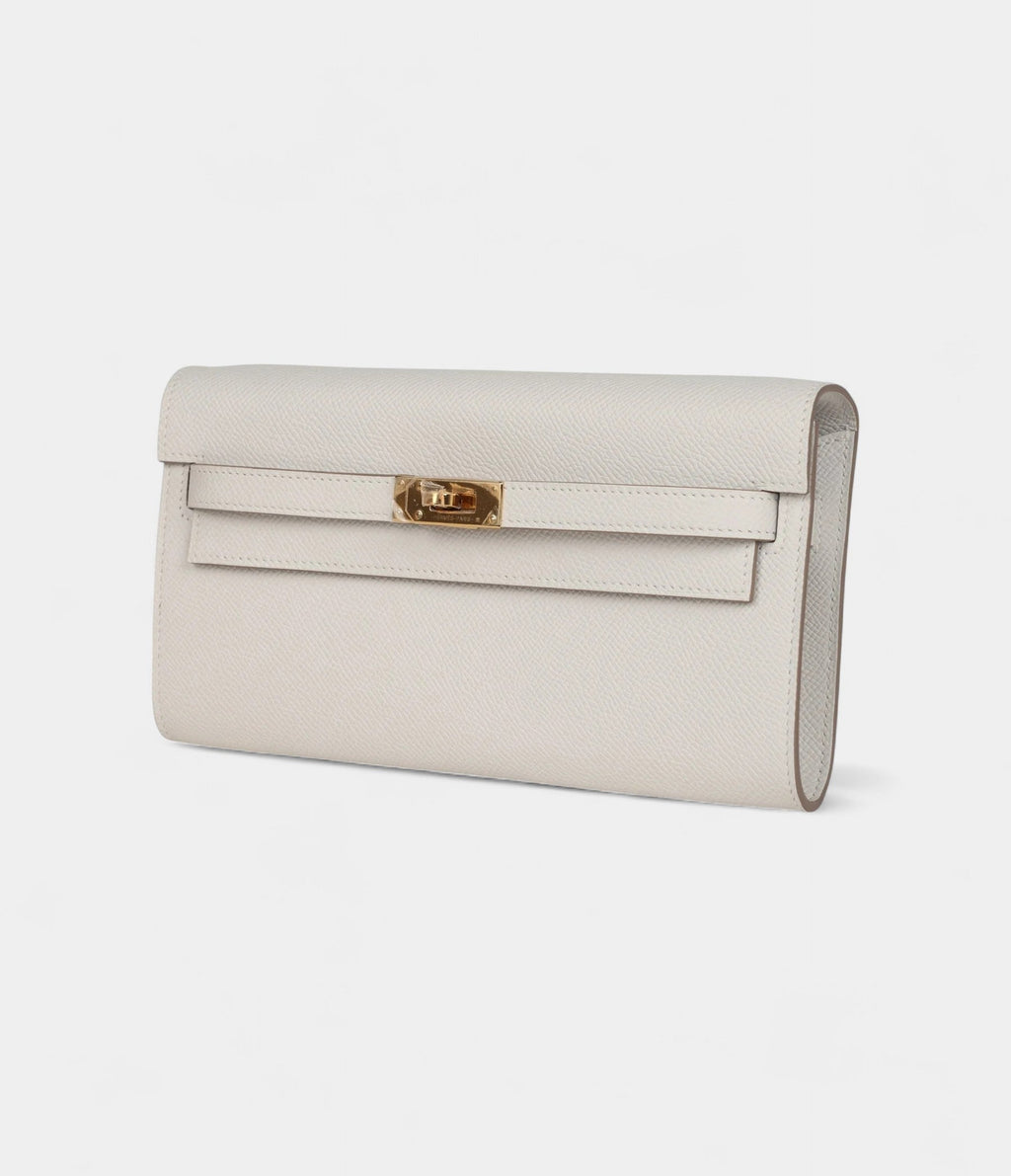 HMKelly Wallet To Go Gris Pale Epsom Gold Hardware