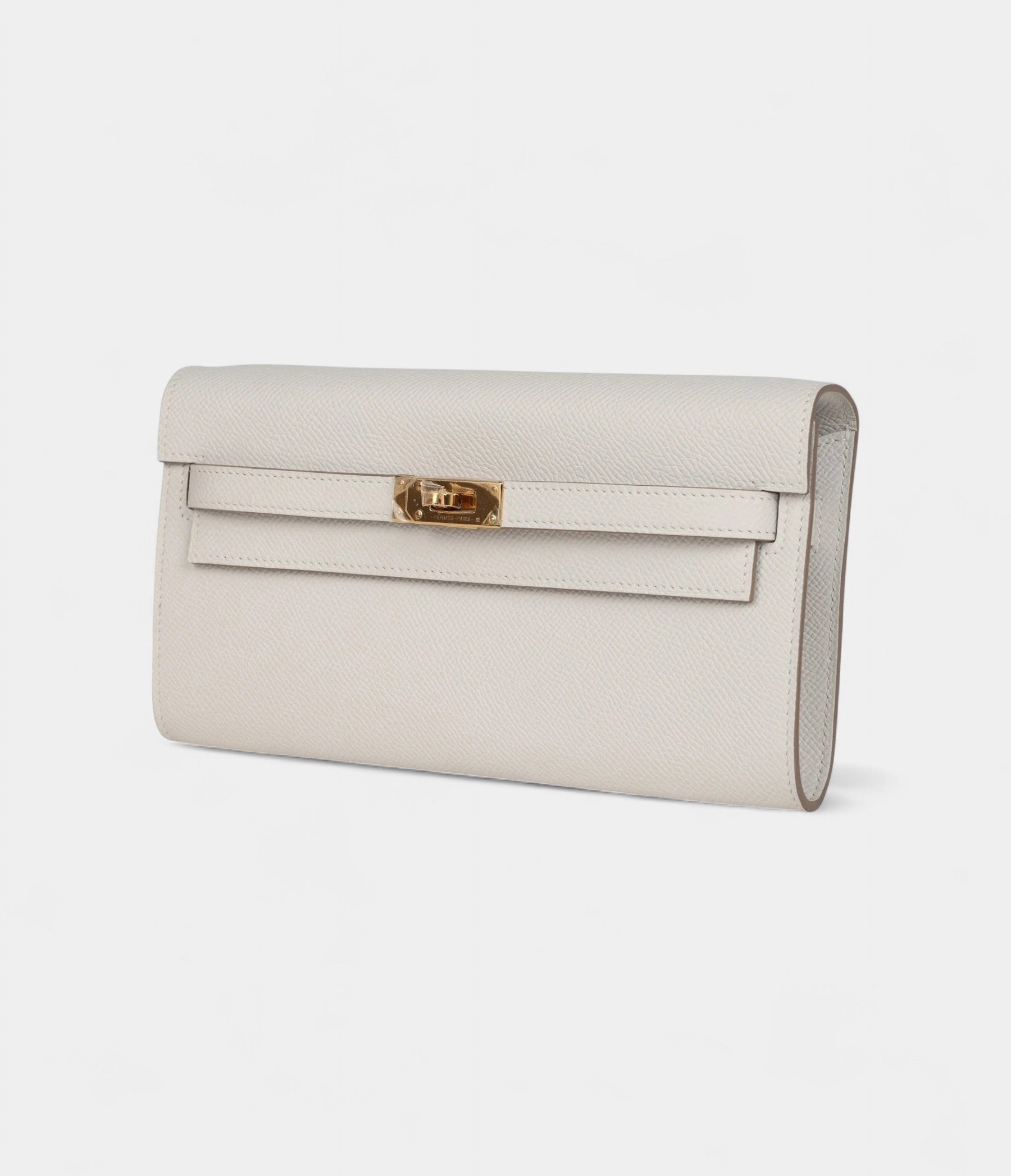 HMKelly Wallet To Go Gris Pale Epsom Gold Hardware