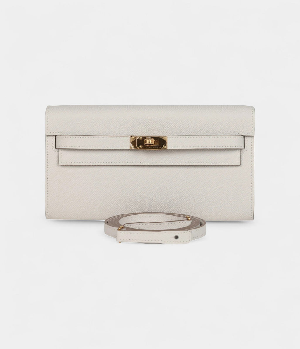 HMKelly Wallet To Go Gris Pale Epsom Gold Hardware