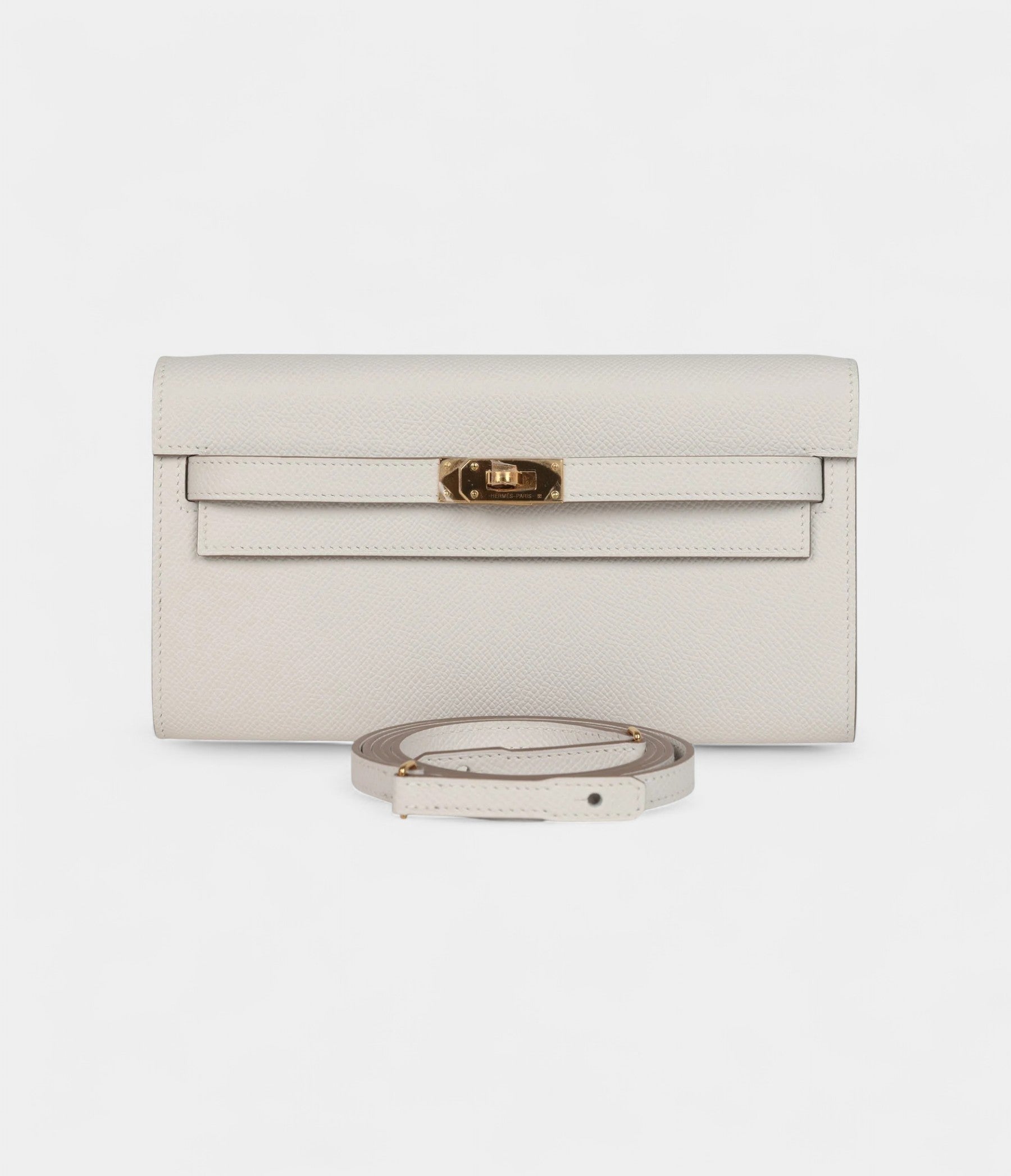 HMKelly Wallet To Go Gris Pale Epsom Gold Hardware