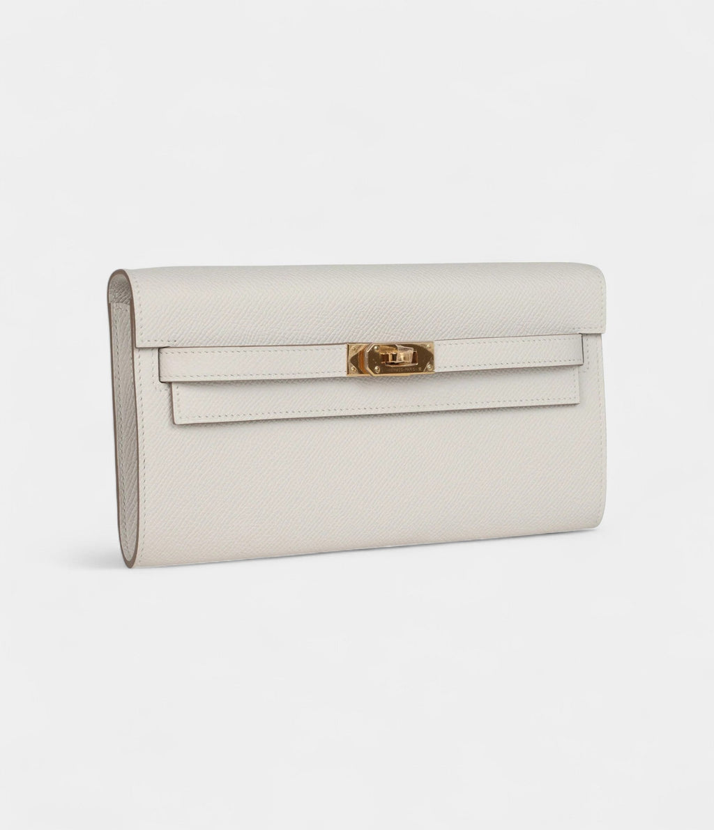 HMKelly Wallet To Go Gris Pale Epsom Gold Hardware