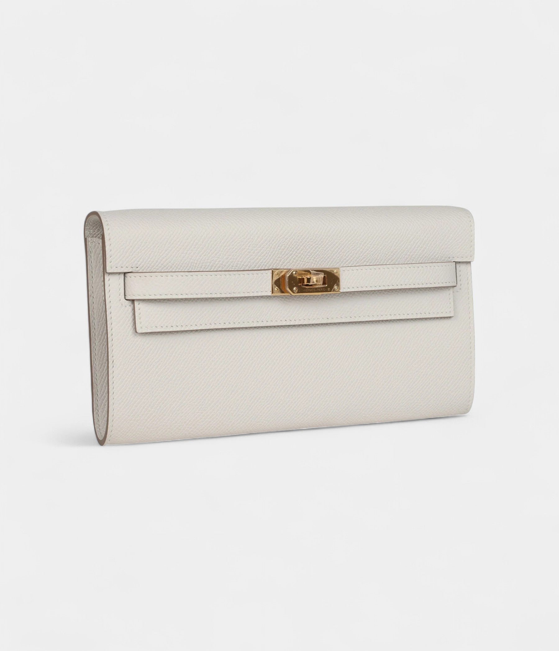 HMKelly Wallet To Go Gris Pale Epsom Gold Hardware