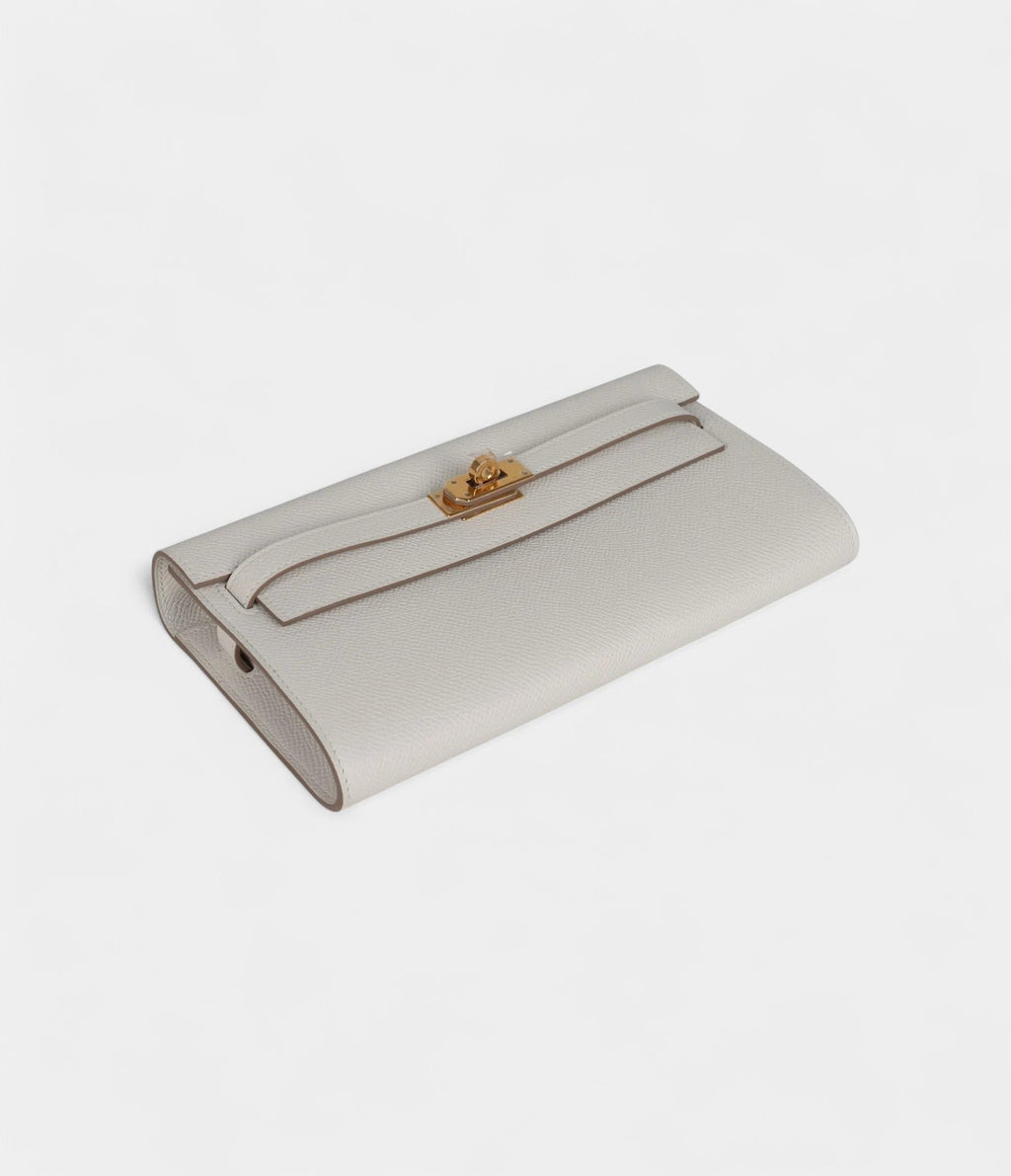 HMKelly Wallet To Go Gris Pale Epsom Gold Hardware