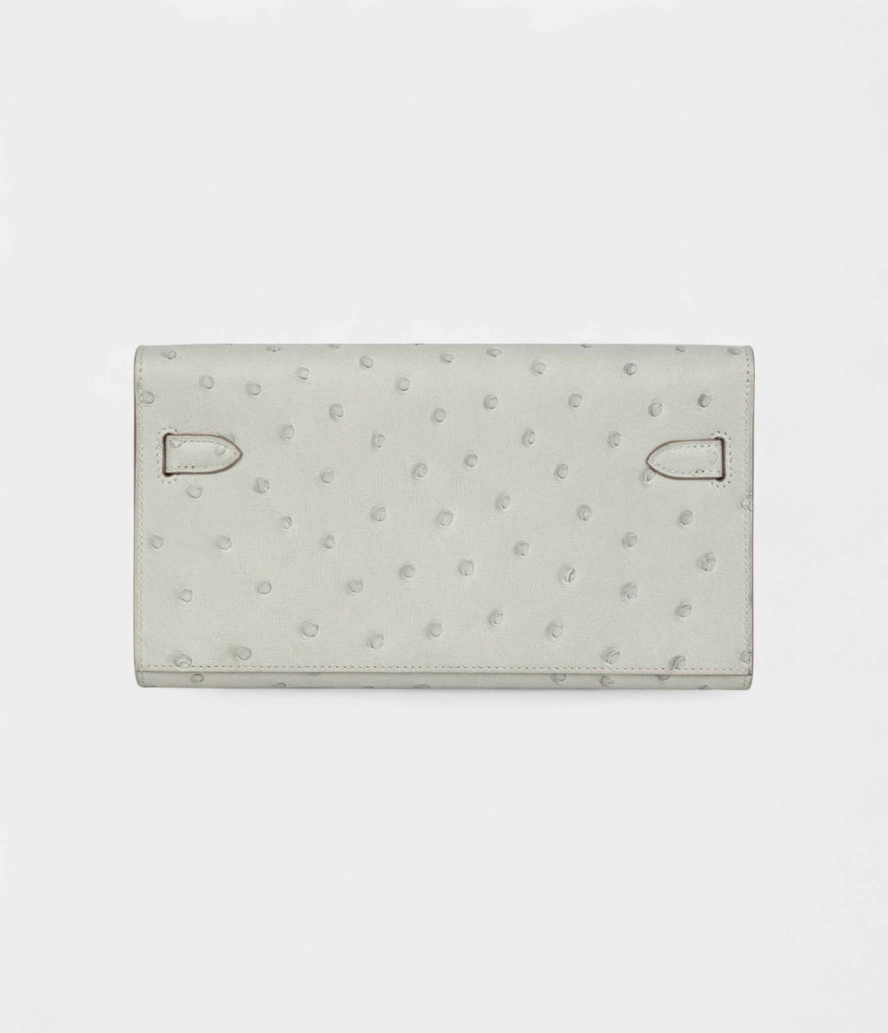 HMKelly Wallet To Go Gris Perle Ostrich Gold Hardware