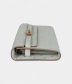 HMKelly Wallet To Go Gris Perle Ostrich Gold Hardware